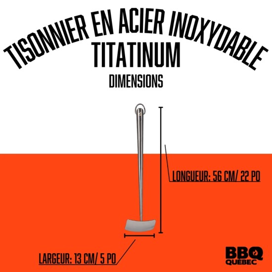 DD1152 (BBQ QUÉBEC) TISONNIER EN ACIER INOXYDABLE DE COULEUR TITANIUM