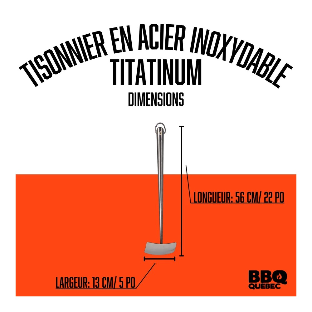 DD1152 (BBQ QUÉBEC) TISONNIER EN ACIER INOXYDABLE DE COULEUR TITANIUM