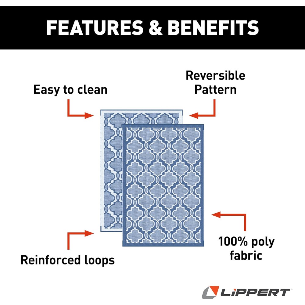 2021028031 (LIPPERT) TAPIS DE SOL RÉVERSIBLE 8 PI X 16 PI BLEU
